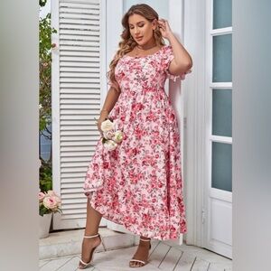 Pink floral fairy cottage core princess dress size 2XL